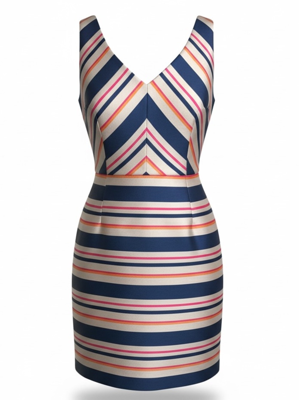 Trina Turk NWT Multicolor Size 12 Striped Sheath V Neck USA